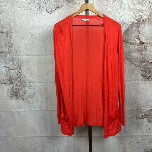GAP Sweaters - GAP orange cardigan sweater size L v-neck longer length long sleeve pockets